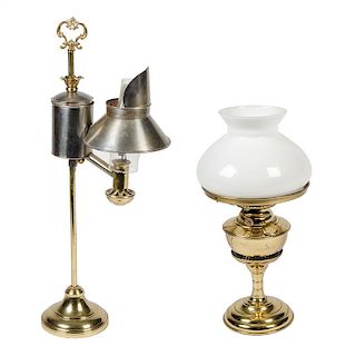 Brass Table Lamp and Student Lamp