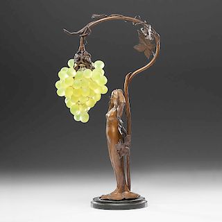 Art Nouveau Figural Newel Post Lamp