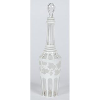 Crystal Decanter with Milk Glass Overlay