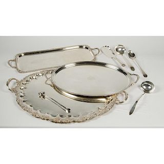 Silverplated Serving Trays and Utensils