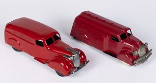 ASSORTED WYANDOTTE TOYS (ALL-METAL PRODUCTS CO.) PRESSED-STEEL TOY DELIVERY CARGO VEHICLES, LOT OF TWO