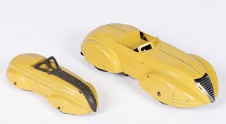 WYANDOTTE TOYS (ALL-METAL PRODUCTS CO.) STREAMLINED SPEEDSTER NO. 603 WIND-UP PRESSED-STEEL TOY CARS, LOT OF TWO