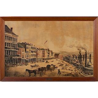 Large Cincinnati Lithograph of Broad and Front Streets