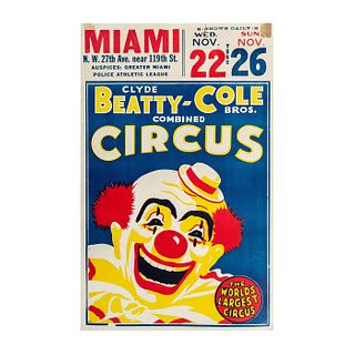 Clyde Beatty-Cole Bros. Combined Circus Advertisement Board