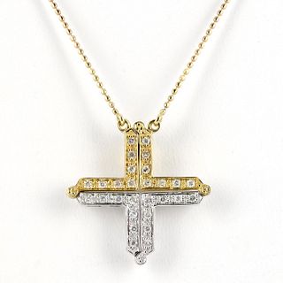 14K Gold & Diamond Jerusalem Opening Cross Magnetic Necklace