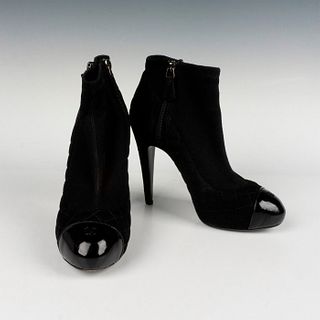 Chanel Black Suede Ankle Boots