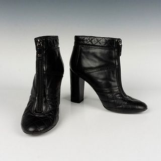 Chanel Leather Black Ankle Boots