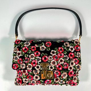 Dolce & Gabbana Leather Floral Shoulder Purse