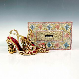 Dolce & Gabbana Leather Rose Cage Sandal Heels