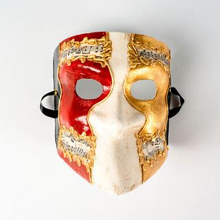 Venetian Squared Mask, Red Gold and Black, Musical Notes