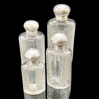 4pc Boin Taburet Vanity Glass Bottles with Sterling Silver