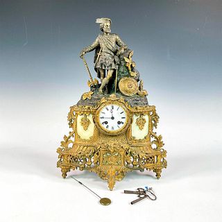 Antique Gilded Bronze Highlander Mantel Clock