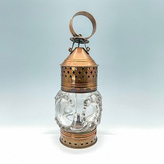Hanging Brass and Glass Carriage Lamp