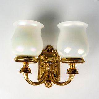 Polished Brass Double Wall Sconce with Luster Glass Shades