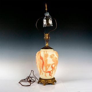 Phoenix Consolidated Glass Art Deco Lamp, Dancing Nudes