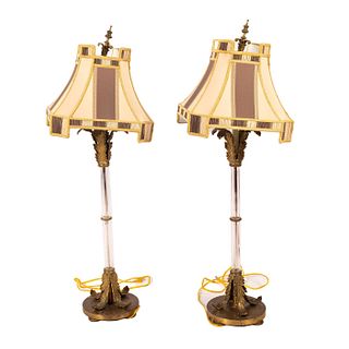 Pair of Vintage Ornate Table Lamps with Lamp Shades