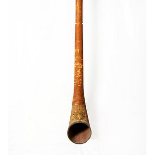 Vintage Swiss Wooden and Leather Alphorn