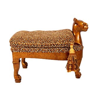 Egyptian Revival Style Wooden Bench