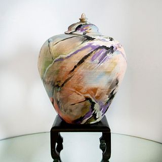 Victor Rios, Palatial Size Unique Hand Thrown Lidded Pottery Vessel