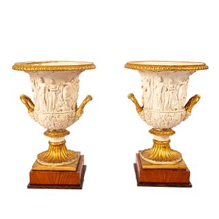 Pair of Neoclassical Gilded Urns