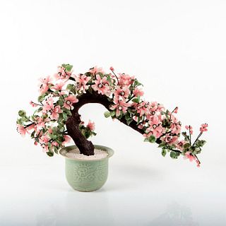 Vintage Glass Cherry Blossom Bonsai Tree
