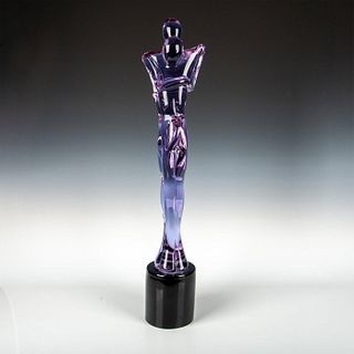 Large Purple Lilac Glass Art Sculpture, Embracing Lovers