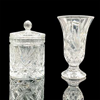 2pc Marquis by Waterford Glendale Crystal Vase and Jar