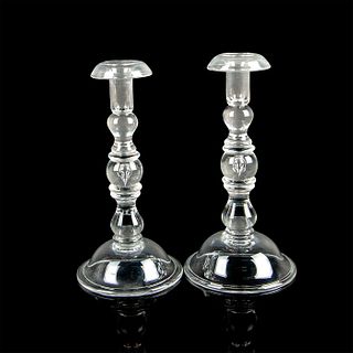 Pair of Steuben Glass Teardrop Candlesticks