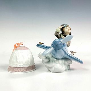 2pc Lladro Porcelain Figurine + Bell