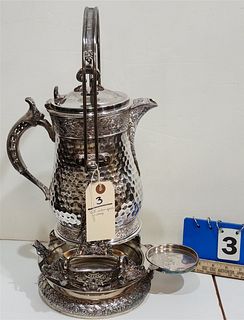 VICT. WILCOX SILVERPLATE WATER PITCHER ON STAND 20 1/2"