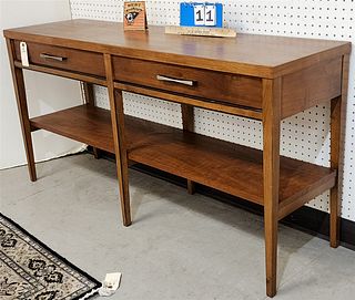 LANE TUXEDO MID CENTURY 2 DRAWER CONSOLE W/BUTTERFLY JOINT TOP