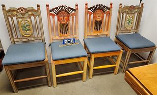 LOT 2 PR. MEXICAN CARVED & PTD. CHAIRS