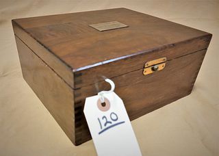 WALNUT SEWING BOX 1927 4.5" H X 9"W X 7 3/4"D