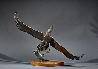 David LeRoy Schaefer (1949-2012) Eagle Catching a Fish