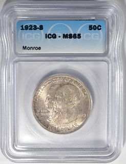 1923-S MONROE COMM HALF DOLLAR ICG MS65