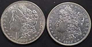 1879 & 1884-O MORGAN DOLLARS CH AU