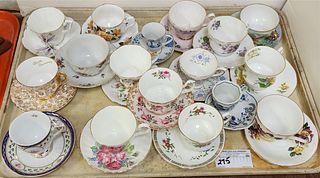 TRAY 17 CUPS W/SAUCERS ROYAL ALBERT, ROYAL WINDSOR, STAFFORDSHIRE, CALCLOUGH ETC