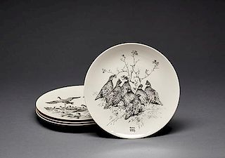 Collection of Four Sporting Plates Lynn Bogue Hunt (1878-1960)
