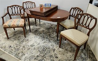 CHERRY DINING TABLE 4'8"L X 37-1/2"W W 2 LEAVES AND 4 CHAIRS