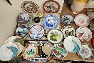 TRAY PEACOCK MOTIF PLATES, PLATTERS, COMPOTE ETC