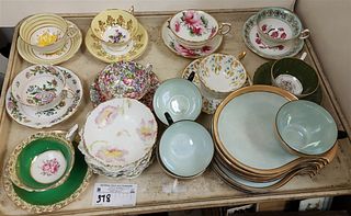 TRAY 9 CUPS W/SAUCERS, BAVARIA CUPS AND DESSERT PLATES, BERRY BOWLS
