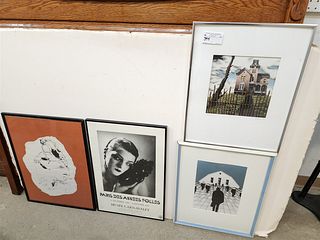 LOT 4 FRAMED ITEMS PRINT "ISOLATION" PENCIL SGND J MOSES 9-3/4" X 9-1/2", SERIOGRAPH SGND FLORENCE FURK 1986 PARIS POSTER DN PRINT OF DEJECTED MEN
