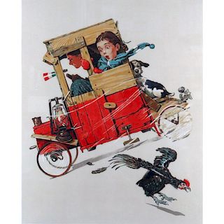 Norman Rockwell, American (1894-1978) Color Lithograph "Downhill Racer"
