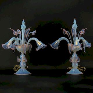 Pair of Italian Venetian Glass Table Lamps