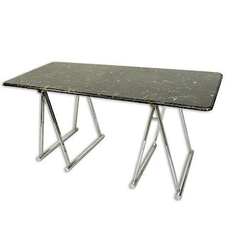 Retro Chrome and Marble Top Desk/Table