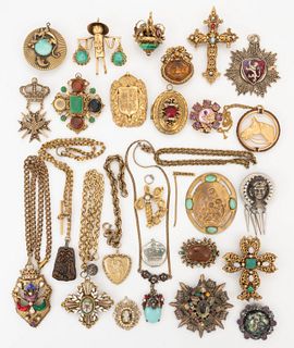 ASSORTED ANTIQUE / VINTAGE COSTUME JEWELRY, UNCOUNTED LOT