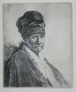 After REMBRANDT Etching Bust of Man