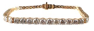 14K Gold & Diamond Oscar Friedman Tennis Bracelet 8.8 ctw