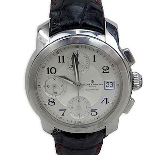 Man's Baume & Mercier 5222504 Stainless Steel Chronograph Automatic Movement Watch with Crocodile Strap