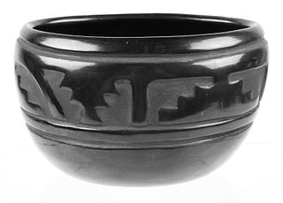 Santa Clara Blackware Ceramic Bowl